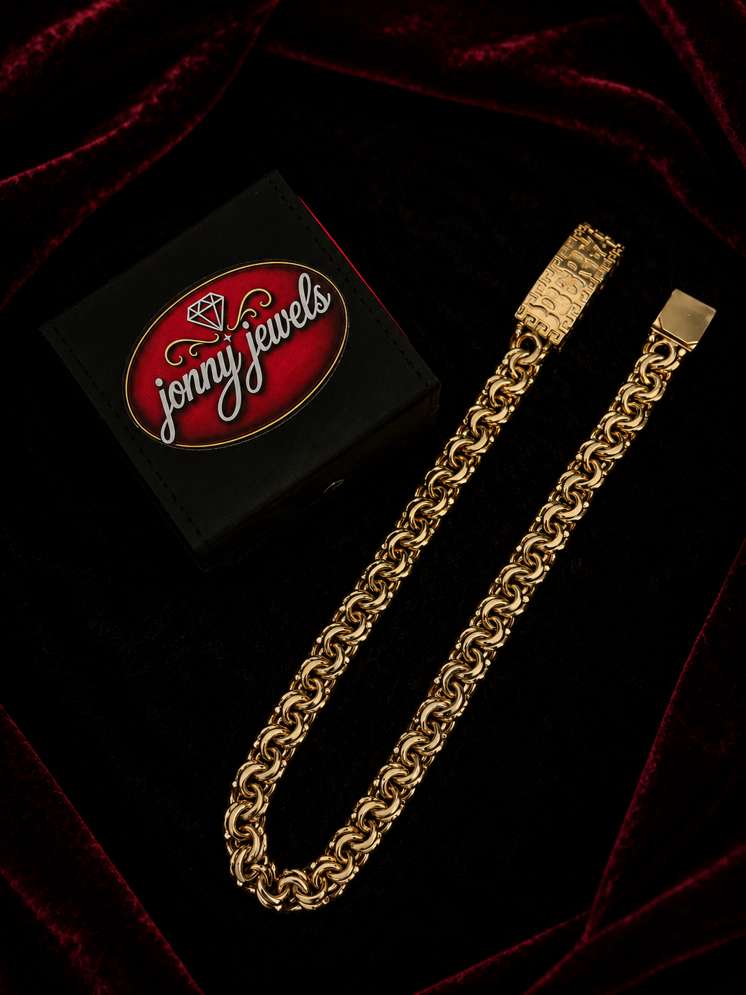 Jonny Jewels handmade gold chain with branded box